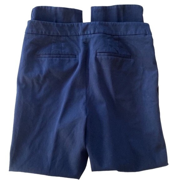 Talbots Navy Chatham Ankle Pants Stretchy Tulip Slit Hem Flat Front Side Zip - Picture 12 of 13